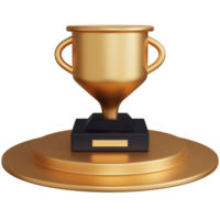 3d interpretazione oro trofeo su il podio isolato png