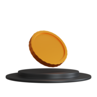 3d rendering coins on the podium isolated png