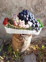 Beautiful decoration with natural elements and fruits photo