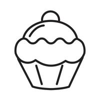 diseño web de icono de cupcake de contorno aislado sobre fondo blanco. vector de alimentos dulces.