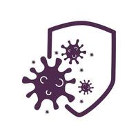 inmunidad al coronavirus.protección de infecciones y virus.escudo de higiene.símbolo médico para clínicas y sitios web.seguridad para virus.enfermedad de vacuna de defensa.vector aislado en un fondo blanco. vector