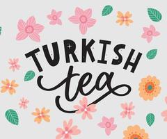 Turkish traditions of tea ceremony. Tea time. Decorative elements for your design. Vector Illustration with oriental cup on white background.