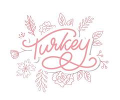 Turkey Lettering. Handwritten name of the country. Vector design template.