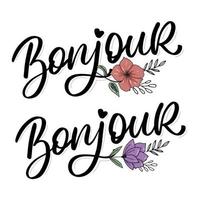 bonjour paris frase vector letras caligrafía pincel pizarra