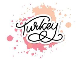 Turkey Lettering. Handwritten name of the country. Vector design template.