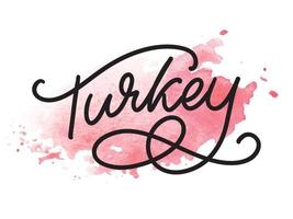 Turkey Lettering. Handwritten name of the country. Vector design template.