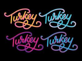 Turkey Lettering. Handwritten name of the country. Vector design template.