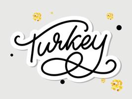 Turkey Lettering. Handwritten name of the country. Vector design template.