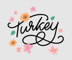 Turkey Lettering. Handwritten name of the country. Vector design template.