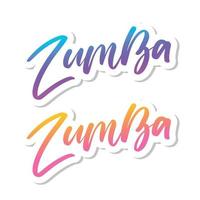 Zumba dance studio text. Calligraphy word banner design. Aerobic fitness. Vector hand lettering Illustration on white background.