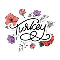 Turkey Lettering. Handwritten name of the country. Vector design template.