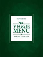 Veggie menu. Healthy and delicious food. Menu card on a green polygonal mosaic background vector