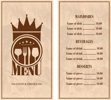 diseño de menú de restaurante. alimentos y bebidas. fondo de estilo retro del menú vector