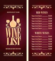 Best red and white fine wines. Vintage wine list long menu. Violet background vector