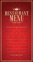 Baroque restaurant menu long red vector