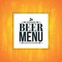 Beer menu on a retro grunge style design yellow background vector