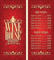 Best red and white fine wines. Red vintage wine house long menu vector