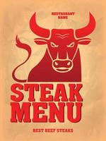 Steak Menu. Best beef steaks. Menu card design vector