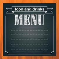 Chalk blackboard menu list, empty space for text. Wood background vector