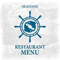 Restaurant menu seafood on a retro paper style background vector