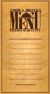 Retro food and drinks menu long
