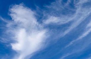 Stunning cirrus cloud formation panorama in a deep blue sky photo