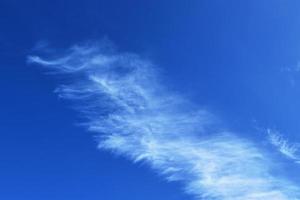 Stunning cirrus cloud formation panorama in a deep blue sky photo