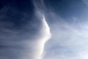 Stunning cirrus cloud formation panorama in a deep blue sky photo