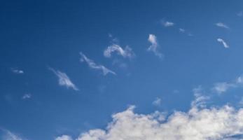 Stunning cirrus cloud formation panorama in a deep blue sky photo