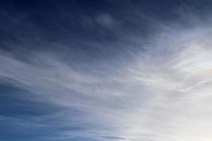 Stunning cirrus cloud formation panorama in a deep blue sky photo