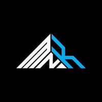 Diseño creativo del logotipo de la letra mnk con gráfico vectorial, logotipo simple y moderno de mnk en forma de triángulo. vector