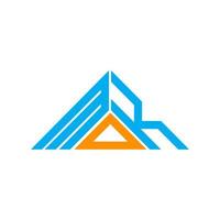MOK letter logo creative design with vector graphic, MOK simple and modern logo in triangle shape.