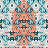 Decorative abstract mosaic ornament. Kaleidoscope seamless pattern. Hand drawn circle shapes wallpaper. vector