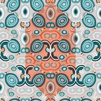 Decorative abstract mosaic ornament. Kaleidoscope seamless pattern. Hand drawn circle shapes wallpaper. vector