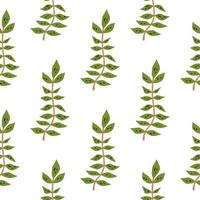 Hand drawn branches with leaves seamless pattern. Simple organic background. vector