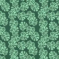 Outline monstera silhouettes seamless pattern. Palm leaves endless background. Botanical wallpaper. vector