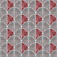 Circle shapes seamless pattern in doodle style. Decorative kaleidoscope mosaic ornament. vector