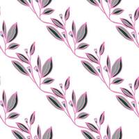 Romantic leaves and flower seamless pattern. Vintage style floral wallpaper. Cute plants endless backdrop vector