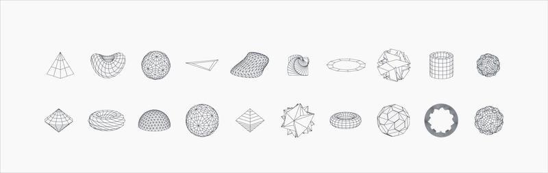 Memphis abstract shapes on white background. Vintage retro design. Retro line art with black abstract shapes on white background.