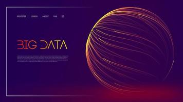 Business data structure analysis. Digital data stream visualization. Vector 3d lines energy flow illustration. Abstract purple big data visualisation on dark blue background.