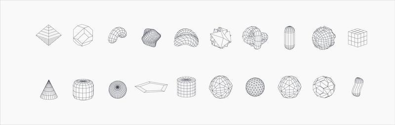 Memphis abstract shapes on white background. Vintage retro design. Retro line art with black abstract shapes on white background.