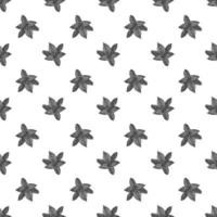 Floral vector background black and white. Linear lily flower line seamless pattern for textile design. Vector seamless black and white flower pattern.