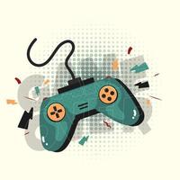 Vector illustration of a game stick with the word game over