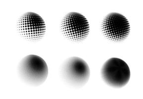 Halftone sphere dotted vector illustration. Circle halftone patterns dots logo. Globe vector illustration. Big set.