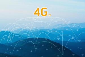 4G network concept in landscape nature mountain forest photo