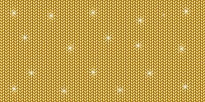 Fairytale background with shining stars. Knitted pattern in gold color photo