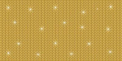 Fairytale background with shining stars. Knitted pattern in gold color photo