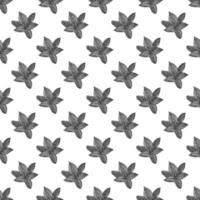 Floral vector background black and white. Linear lily flower line seamless pattern for textile design. Vector seamless black and white flower pattern.