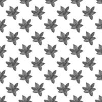 Floral vector background black and white. Linear lily flower line seamless pattern for textile design. Vector seamless black and white flower pattern.