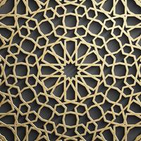 Gold islamic pattern on black background. Islamic ornament vector, persian motiff. vector